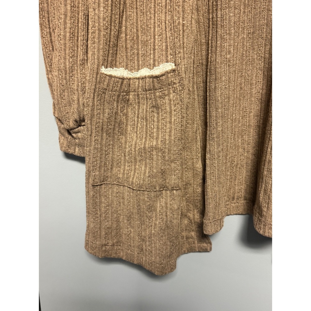Blu Pepper Brown Cozy Life Open Front Cardigan Lace Trim Pocket Small NWT Whimsy - Picture 7 of 10
